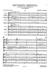 Francis Poulenc: Mouvements Perpetuels For 9 Instruments - Score