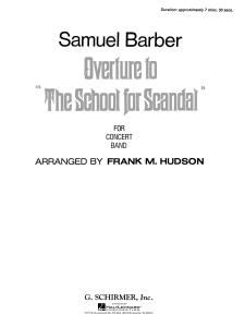 Overture To School For Scandal Score *parts Avail On Rental*