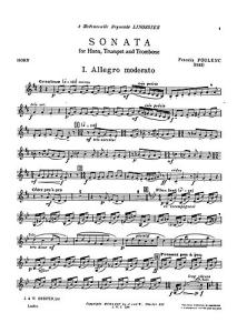 Francis Poulenc: Sonata For Horn, Trumpet and Trombone (Parts)