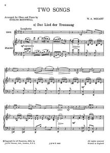 Mozart: Two Songs for Oboe and Piano