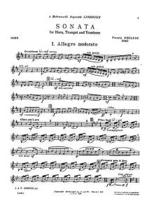Francis Poulenc: Sonata For Horn, Trumpet And Trombone (Miniature Score)