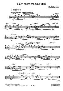 Exton: Three Pieces for Oboe Solo