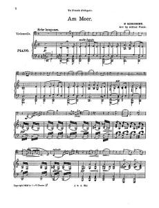 Schubert Am Meer From Three Melodies Cello/Piano (Arr Piatti)