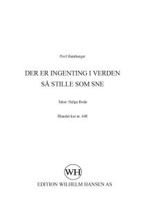 Povl Hamburger: Der Er Ingenting I Verden Så Stille Som Sne (SATB)