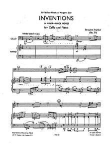 Frankel: Inventions for Cello and Piano