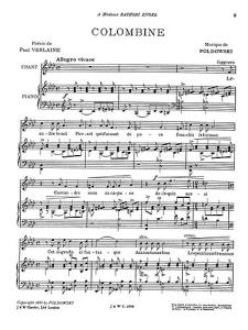 Poldowski: Colombine for Voice with Piano acc.