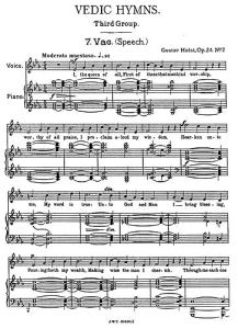 Gustav Holst: Vedic Hymns Op.24 No.7 (Vac. Speech) Voice/Piano