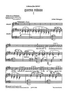 Honegger: Quatre Poemes for Medium Voice and Piano