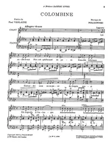 Poldowski: Colombine for Voice with Piano acc.