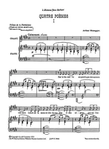 Honegger: Quatre Poemes for Medium Voice and Piano