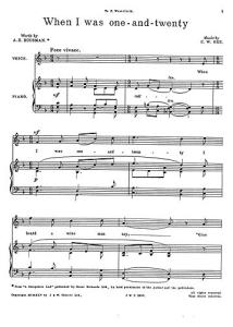 C.W. Orr: When I Was One And Twenty for High Voice and Piano