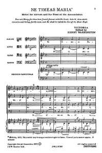 Victoria: Ne Timeas Maria for SATB Chorus