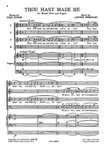 Lennox Berkeley: Thou Hast Made Me Op.55 No.1 for SATB Chorus