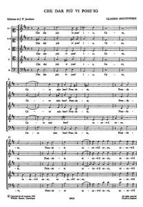 Monteverdi, C Che Dar Piu Vi Poss'io Ssatb