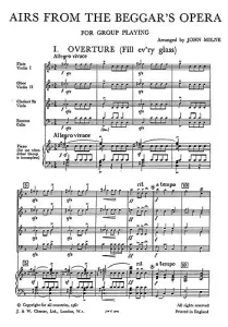 Milne, J Airs From The Beggar's Opera Score And Parts
