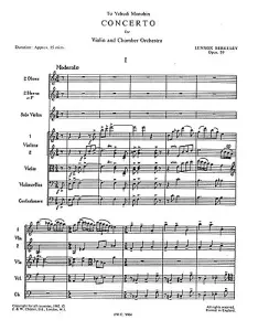 Lennox Berkeley: Concerto For Violin And Chamber Orchestra Op.59 (Score)