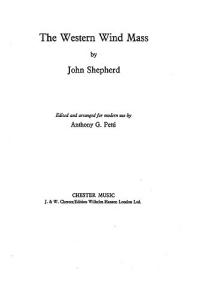 John Sheppard: Western Wind Mass