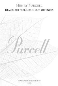 Henry Purcell: Remember Not, Lord, Our Offences (New Engraving)