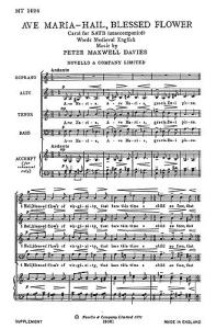 Maxwell Davies: Ave Maria - Hail Blessed Flower for SATB Chorus