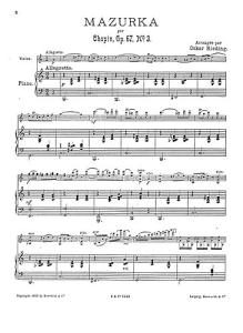 Oskar Rieding: Mazurka For Violin And Piano Op.67 No.3