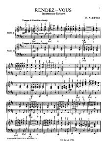 W. Aletter: Rendezvous For 2 Pianos