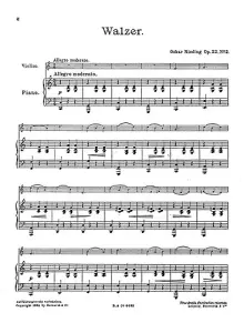 Oskar Rieding: Waltz For Violin And Piano Op.22 No.2