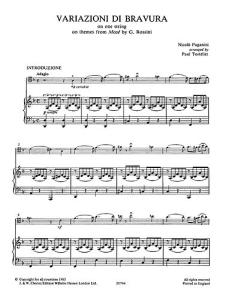 Niccolo Paganini: Variazioni Di Bravura On One String (Cello/Piano)