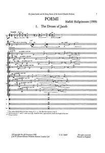 Hallgrimsson: Poemi For Violin And String Orchestra (Full Score)