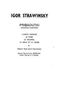 Igor Stravinsky: Pribaoutki Chansons (Miniature Score)