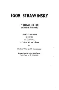 Igor Stravinsky: Pribaoutki Chansons (Miniature Score)