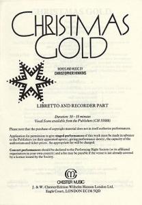 Hinkins, C. Christmas Gold Libretto and Recorder Part (1-9 Copies)
