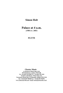Simon Holt: Palace At 4 a.m. (Parts)