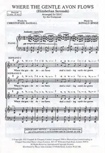 Ronald Binge: Where The Gentle Avon Flows - SSA/Piano