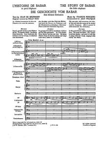Poulenc: L'histoire De Babar (Full Score)