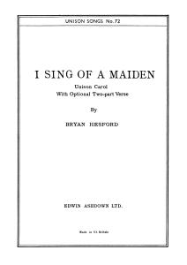 Hesford, B I Sing Of A Maiden Unison (U72)