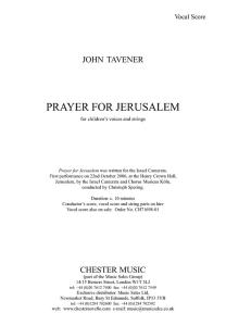 John Tavener: Prayer For Jerusalem (Children's Voices/Piano)