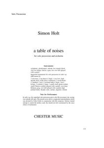 Simon Holt: A Table Of Noises (Percussion Part)