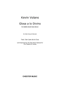 Kevin Volans: Glosa a lo Divino