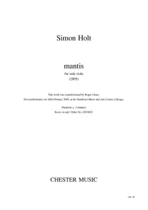 Simon Holt: Mantis (Solo Viola)