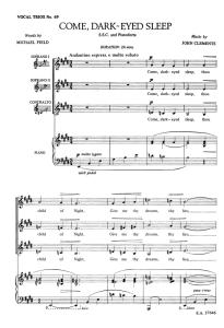 Clements, J Come Dark Eyed Sleep Ssa/Pf