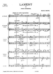 Frank Bridge: Lament (Score)