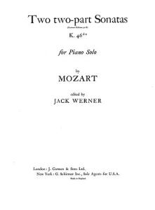 Mozart Two 2part Sonatas K.46d-e Pf