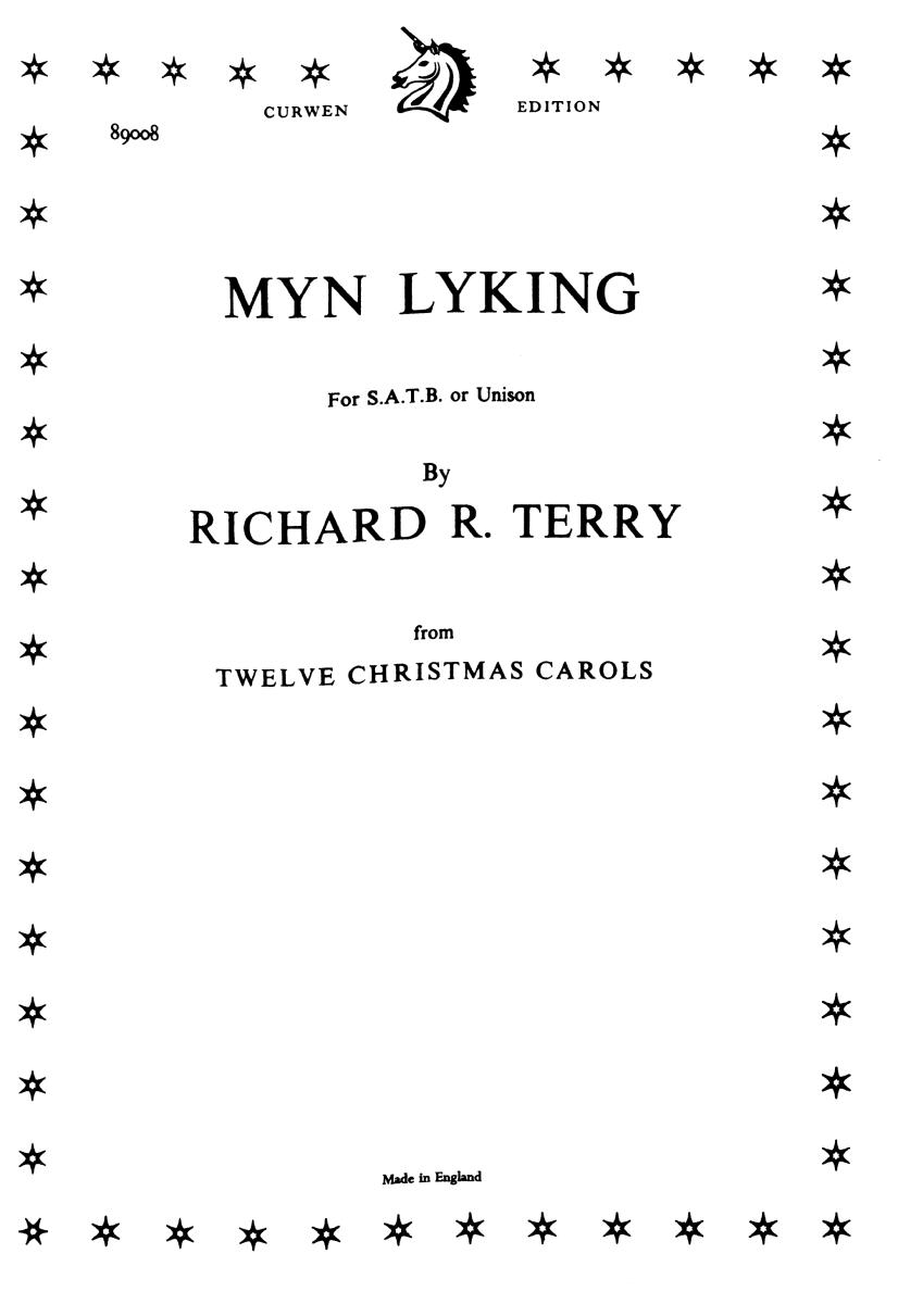 Terry, R Myn Lyking Satb/Piano