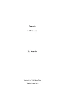 Jo Kondo: Syzygia