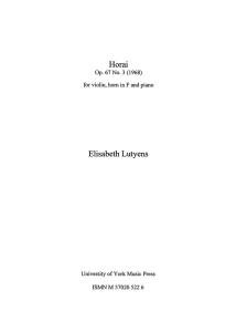 Elisabeth Lutyens: Horai Op.67 (Score/Parts)