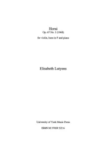 Elisabeth Lutyens: Horai Op.67 (Score/Parts)