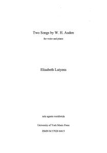 Elisabeth Lutyens: Two Songs by W.H. Auden