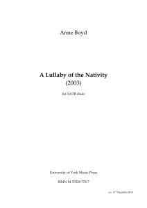 Anne Boyd: A Lullaby of the Nativity