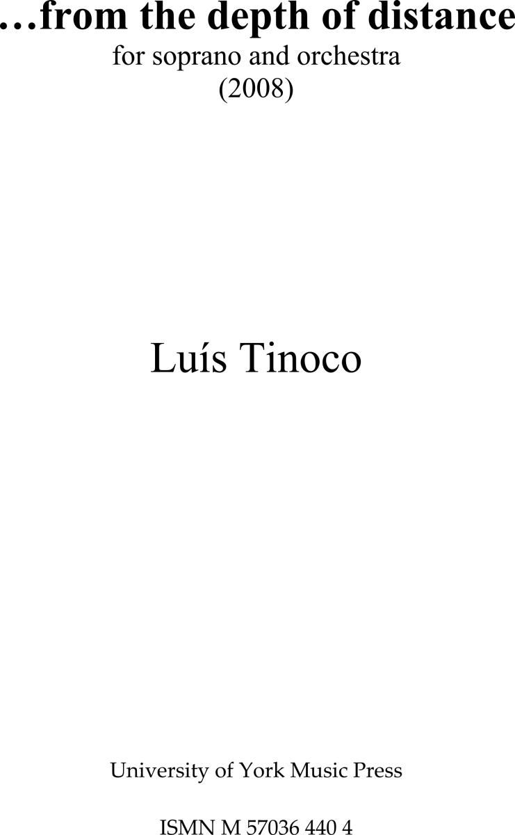 Luís Tinoco: From The Depth Of Distance (Study Score)