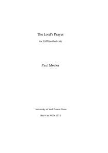 Paul Mealor: The Lord's Prayer (Score)